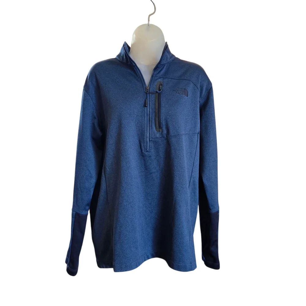 The North Face Blue Heathered 1/4 Zip Pullover Fleece Jacket‎ Men's L